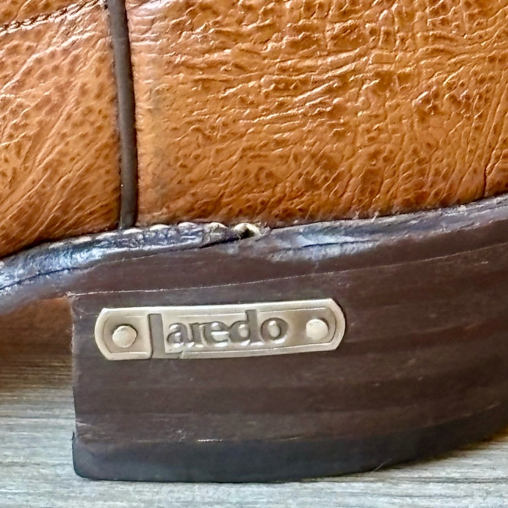 Laredo Men's Brown Bullhide Leather Western Cowboy Boots Sz 9D - Picture 4 of 9